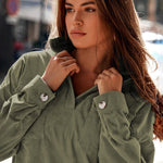Zeagoo Women's Corduroy Tops for Women Lapel V Neck Shirts Long Sleeve Blouses Casual Sweatsuit with Pockets