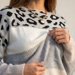 Diana - Suéter de Punto con Detalles de Leopardo