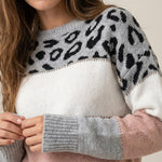 Diana - Suéter de Punto con Detalles de Leopardo