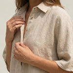 Maribel - Conjunto de Lino con Mangas Murciélago y Pantalón Ancho