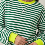 Isabella - Camiseta Manga Larga a Rayas con Cuello Redondo