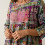 Manuela - Vestido Denim con Patchwork Étnico