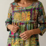 Manuela - Vestido Denim con Patchwork Étnico