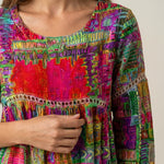 Manuela - Vestido Denim con Patchwork Étnico