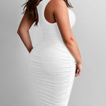 Zeagoo Sexy Ruched Bodycon Dress for Women, Midi Stretchy Sleeveless Tank Top Casual Party Club Dresses S-3XL (Us Only)