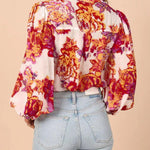 Zeagoo Printed Lantern Long Sleeve Blouse
