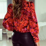 Zeagoo Printed Lantern Long Sleeve Blouse