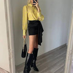 Zeagoo Printed Lantern Long Sleeve Blouse