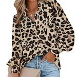 Zeagoo Printed Lantern Long Sleeve Blouse