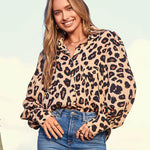 Zeagoo Printed Lantern Long Sleeve Blouse