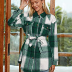 Zeagoo Plaid Shacket Jacket Button Down Trench Coats