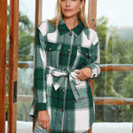 Zeagoo Plaid Shacket Jacket Button Down Trench Coats