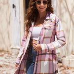 Zeagoo Plaid Shacket Jacket Button Down Trench Coats