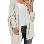 Zeagoo Women's 2023 Fall Winter Popcorn Cardigan Open Front Batwing Sleeve Oversized Chunky Knit Sweater with Pockets