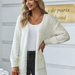Zeagoo Women's 2023 Fall Winter Popcorn Cardigan Open Front Batwing Sleeve Oversized Chunky Knit Sweater with Pockets