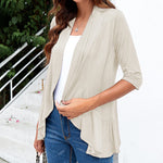 Zeagoo Women's 3/4 Sleeve Draped Ruffles Cardigan