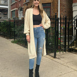 Zeagoo Women's 2023 Fall Winter Oversized Cardigan Long Sleeve Split Open Front Sweater Chunky Knit Long Duster