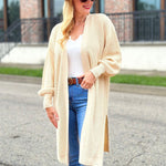Zeagoo Women's 2023 Fall Winter Oversized Cardigan Long Sleeve Split Open Front Sweater Chunky Knit Long Duster