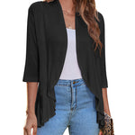 Zeagoo Women's 3/4 Sleeve Draped Ruffles Cardigan