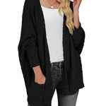 Zeagoo Women's 2023 Fall Winter Popcorn Cardigan Open Front Batwing Sleeve Oversized Chunky Knit Sweater with Pockets