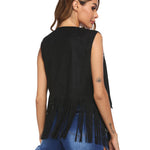 Zeagoo Fringe Vest 70s Cowgirl Costume Faux Suede Rave