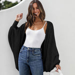 Zeagoo Open Front Oversized Batwing Sleeve Knit Cardigan