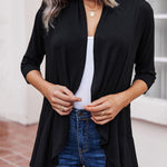Zeagoo Women's 3/4 Sleeve Draped Ruffles Cardigan