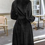 Zeagoo Velvet Dress V-Neck Long Sleeve Stretch Mini Dress