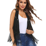 Zeagoo Fringe Vest 70s Cowgirl Costume Faux Suede Rave