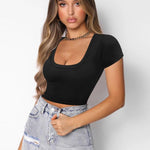 Zeagoo Short Sleeve Square Neck T Shirt