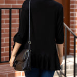 Zeagoo Women's 3/4 Sleeve Draped Ruffles Cardigan