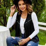 Zeagoo Fringe Vest 70s Cowgirl Costume Faux Suede Rave
