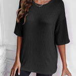 Zeagoo Ribbed Knit Short Sleeve Casual Tunic Tops