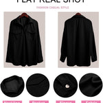 Zeagoo Women's Corduroy Tops for Women Lapel V Neck Shirts Long Sleeve Blouses Casual Sweatsuit with Pockets