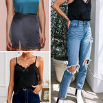 Zeagoo Satin Camisole for Women 2 PCS Lace Tank Top