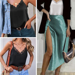 Zeagoo Satin Camisole for Women 2 PCS Lace Tank Top
