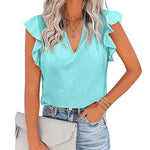 Zeagoo Women's Casual Print Ruffle Sleeve Summer Tops
