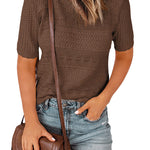 Zeagoo Women Short Sleeve Knit Openwork Pullover