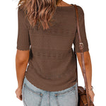 Zeagoo Women Short Sleeve Knit Openwork Pullover