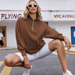 Zeagoo Women Sweatshirts Quarter Zip Stand Collar Pullovers Fleece Workout Hoodies Y2K Clothes