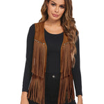 Zeagoo Fringe Vest 70s Cowgirl Costume Faux Suede Rave