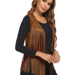 Zeagoo Fringe Vest 70s Cowgirl Costume Faux Suede Rave