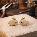 Cute Rabbit Crystal Stud Earrings