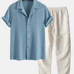 Waffle Button Up Shirt & Straight Leg Linen Pants