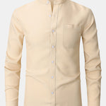 Long Sleeve Textured Stand Collar Shirt