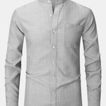 Long Sleeve Textured Stand Collar Shirt