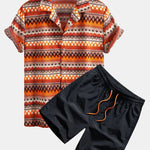 Geometric Cuban Shirt & Swim Shorts