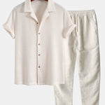 Waffle Button Up Shirt & Straight Leg Linen Pants