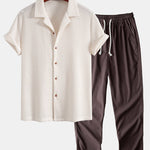 Waffle Button Up Shirt & Straight Leg Linen Pants