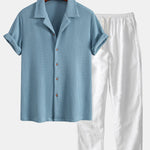 Waffle Button Up Shirt & Straight Leg Linen Pants